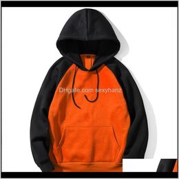 Hoodies & Sweatshirts Clothing Apparel Drop Delivery 2021 Mens Winter Sports Color Blocking Fleece Long Sleeved Style Loose Hooded Sweater Me
