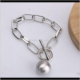 Necklaces & Pendants Drop Delivery 2021 Metal Ball Pendant Thick Necklace Bracelet Niche Design Hip Hop Clavicle Chain Jewelry O8J2G