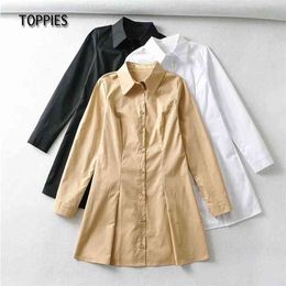 Women Long Sleeve Shirt Dress Solid Color Slim Mini Japan Clothes Female Blouses 210421