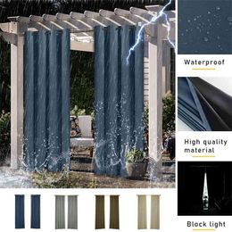 Curtain Panel Insulated Garden Lawn Eyelets Curtain Cordless Waterproof Patio Outdoor Thermal Drap Full Light Shading D30 210913