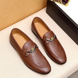 L5 Men's shoes Leather Embossing Classic Fashion Luxury men shoes Wear-resistant Non slip Mans footwear Anti-slip Black shoes