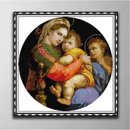 Madonna della Seggiola home decor paintings ,Handmade Cross Stitch Craft Tools Embroidery Needlework sets counted print on canvas DMC 14CT /11CT
