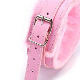 NXY Adult toys Sexy Pink PU Leather Chain Collar with Leash Bdsm Bondage Gear Adult Games Accessories Harness Toys 1203