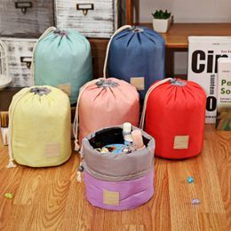 Barrel Shaped Travel Bags Nylon Polyester High Capacity Drawstring Elegant Drum Wash Bag Makeup Storage Organizer RH1396