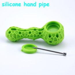 Factory Price Coloured Silicone Hand Pipe Tobacco Smoking Pipes with glass bowl Herb Cigarette Philtre Holder for oil rig