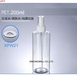 300pcs/lot 200ML flat shape transparent PET bottle with black white mist sprayer pump plastic atomiser bottlegoods