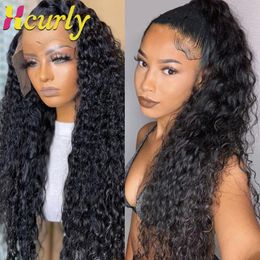 full lace wig deep wave Canada - Lace Wigs 30 Inch Brazilian Deep Wave Curly Full Front Human Hair HD Frontal Wig For Black Women Pre Plucked With Baby