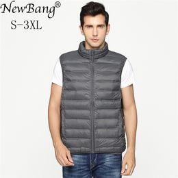 Bang Brand Men's Down Vest Ultra Light Men Portable V-neck Sleeveless Male Winter Windproof Warm Lightweight Coat 210819
