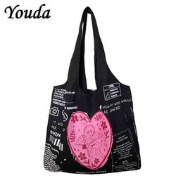 Shopping Bags New Design Casual Fashion Canvas Angel Tote Large Capacity Letters Women s College Vintage Harajuku Shoulder Handbags 220307