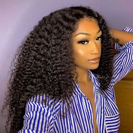 Black Loose Water Wave Synthetic Lace Front Wigs High Temperature Fiber For Women Pre Plucked With Natural Hairline