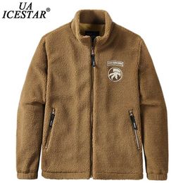 UAICESTAR Winter Fleece Embroidery Jacket Men Coat Spring Lamb Wool Coats Fashion Casual Warm Slim 's Jackets 211110