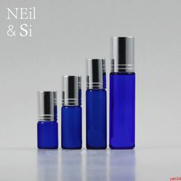 3ml 5ml 7ml 10ml Blue Cosmetic Perfume Roll on Glass Bottle Refillable Make up Essential Oil Roller Container Free Shippinggood qtys