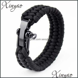 Jewellery Charm Bracelets Xinyao Survival Paracord Bracelet Men Outdoor Cam Equipment Woven Parachute Braided Rope Stainless Steel Drop Delive