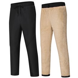 Marka Kış Erkek Pantolon Artı Kaşmir Kadife Rahat Jogger Sıcak Kürk Sweatpants Polar Kalınlaşmak Elastik Bel Pantolon Parça 210715