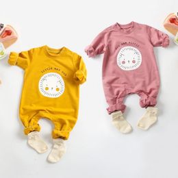 Spring Newborn Baby Rompers Cute Cartoon Print Infant Jumpsuit Long Sleeves Casual Children Costume Boys Girls Clothes 210413