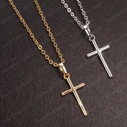 Fashion Cross Pendants dropshipping Gold Black Color Crystal Jesus Cross Pendant Necklace Jewelry For Men/Women