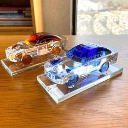 Crystal Realistic Car Model Figurine Glass Car Interior Perfume Bottle Ornament Paperweight Home Table Decor Kids Christmas Gift G0911
