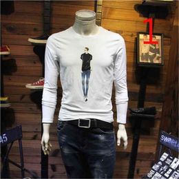 autumn and winter men's long-sleeved T-shirt round neck Slim cotton t-shirt clothing 210420