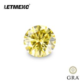 Letmexc Loose Vivi Yellow 8 Hearts & Arrows Moissanite Gemstone VVS1 Excellent Diamond Cut with GRA Report for Custom Jewelry