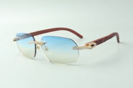 Direct sales endless diamond sunglasses 3524024 with tiger wooden temples designer glasses, size: 18-135 mm