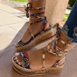 Women Snake Sandals Summer Platform Wedges Heel Ankle Cross-tied Fashion Sexy Open Toe Party Shoes Ladies Female 2020