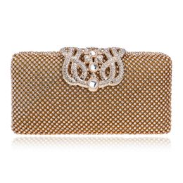 Rhinestones Lady Day Clutch Silver Gold Black Colour Diamonds Crown Luxury Small Evening Bags Party Bridal Wedding Purse