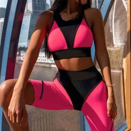 Gym Clothes Sport Outfit Fitness Suit with Shorts Women Tracksuit Cycling Set Yoga Active Wear Workout Sportwear 210813