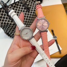 Fashion Brand Watches Women Girl Pretty Crystal style Leather Strap Wrist Watch CHA48197F