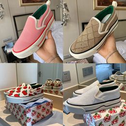 Mens casual canvas 1977 slippers Designers shoe Italy Green and red Web stripe Rubber sole stretch cotton low-top printing slip-on loafers