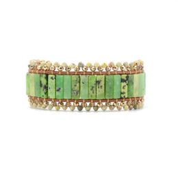 2021 Rectangular Stone Leather Bracelets Australian Jade Wristband Bracelet Boho Jewellery For Women Gift Drop Tennis
