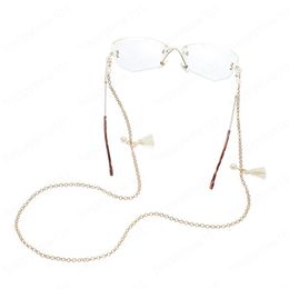 Goldene Brillenkette für Damen, Quaste, Perlen-Lanyard, modisches Brillenband, Sonnenbrillenkordeln, lässige Accessoires