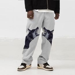 autumn printed long straight Pantalones pants Joggers casual warm loose trousers Fashion men animal printing pant