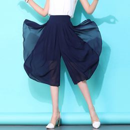 Chiffon Pants Spring Summer Loose Ruffle High Waist Casual Plus Size Women's Skirt 820F 210420