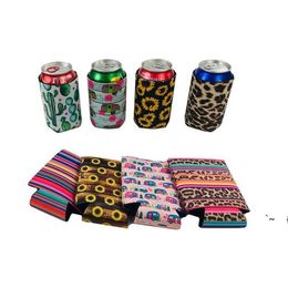 Leopard Cans Sleeve Neoprene Bar Beverage Cooler Collapsible Slim Can Beer Insulators Premium Cola Soda Bottle Koozies Cactus DAP241