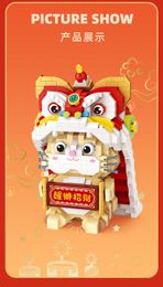 950pcs+ LOZ MINI Building Blocks creative Chinese Tradition Culture/spring festival/New Year's collection toys/dancing lion Q0723