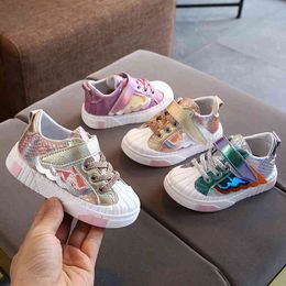 Toddler Boys Girls Shoes Spring Autumn Fashion Casual Flat Sole PU Sequin Shoes Kids Children Sneakers 210713