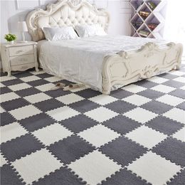 10pcs/lot Home Splicing Carpet Floor Mat EVA Foam Bedroom Living Room Sofa Cushion Tatami Puzzle Floor Mat Plush Surface F8160 210420