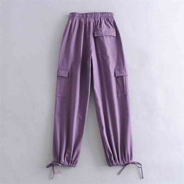 Women Tooling Style Elastic Bands Pants Placket Trousers Female The Leg Can Be Adjusted Tightly Solid Colour 210531