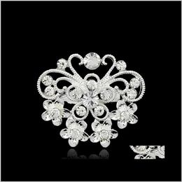 Pins Diamond Flower Brooches Wedding Brooch Pin Fashion Jewellery Women Men Christmas Gift Drop 7Mbrd Iqvdz