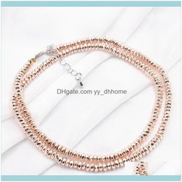 Chokers & Pendants Jewelryelegant Rose Gold Color Hematite Beads Chain Choker Necklace For Women Energy Natural Stone Necklaces 2X4Mm Jewelr