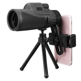 16X52/40X60 HD Zoom Monocular Telescope Telephoto Camera Lens Phone Holder/Tripod Gift for Outdoor Travel Hiking - Black