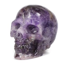 3'' Natural Amethyst Quartz Skull Specimen Reiki Healing Crystal Decor Figurine