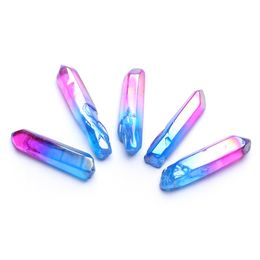 5PCS Rare Natural Healing Quartz Wands Crystal Colourful Points Cure Gemstones