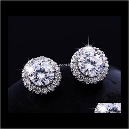 Stud Jewelry Drop Delivery 2021 14K Gold Plated Earings Big Diamond For Women White Zircon Earrings F8Kvw