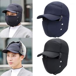 Men Hat Cap Ear Flap Warm Thicken Windproof Comfortable Cycling Caps For Winter Outdoor Skiing XR- & Masks