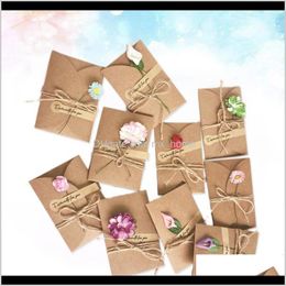 Cards Event Festive Party Supplies Home & Garden10Pcs Vintage Kraft Paper Greeting Diy Dried Flower Wish Thank You For Mom Teacher Friends Fa