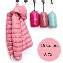 15 Colors Plus Size 5XL 6XL 7XL Women's Lightweight Packable Down Puffer Jacket Coat Winter Portable Outerwear 210923