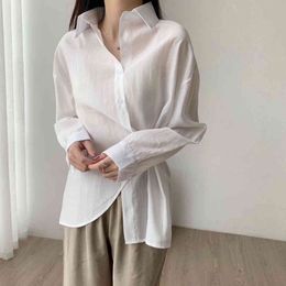 Toppies Summer Shirts See Through Blouse Tops Woman Korea Asymetrical Shirts Streetwear Solid Color 210412