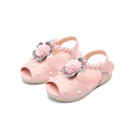 Sweet Flowers Girls Sandals Summer Princess Children Shoes Open Toe Soft Bottom Kids Baby Toddler Shoe for Girl 210713