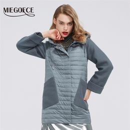 MIEGOFCE Collection Women's Spring Jacket Stylish Coat with Hood Patch Pockets Double Protection from Wind Parka 210819